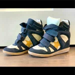 Isabel amaranth Beckett leather and suede sneakers